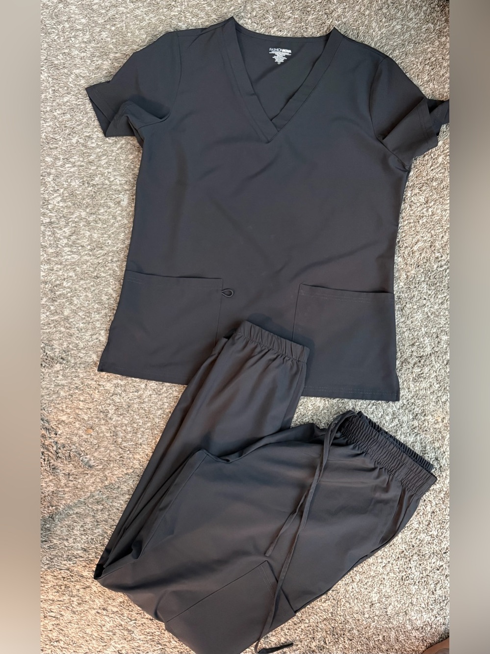 Fashion Nova Black V-Neck Scrub Top & Jogger Set